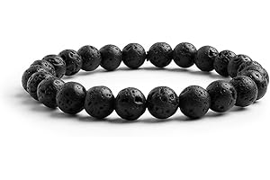 Candyfancy Amethyst Tigerauge Rosenquarz Lavastein Aquamarin Bergkristall Cyanit Armband Perlen 8MM Beads Elastisch Natürlich Stein Armbänder Damen Herren