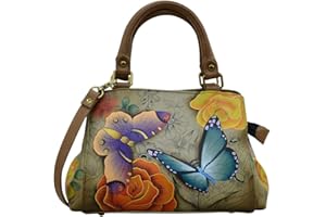 Anna by Anuschka Damen Umhängetasche aus echtem Leder, klein, mehrere Fächer, handgemaltes Original Artwork