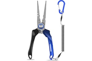 Truscend Alicates de Pesca con Cortador de Mo-V Blade, Resistente a la Recubierto de Teflón Muti-Función de Pesca de Agua Salada de Engranajes Split Ring Plier Cortador de Línea Removedor de Gancho