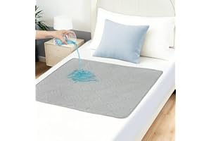 DUJUIKE Protège Matelas imperméable 85x90 CM, Alèse lavable pour incontinence, Protection lit incontinence, Couvre lit imperméable, Absorbant, Alese adulte reutilisable pour Bébé, Enfant, Adulte(Gris)