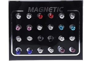 BOBEINI 12 Pairs Crystal Rhinestone Magnetic Clip Non Piercing Earrings Fashion Jewelry Colorful