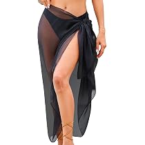 Paréo Femme Plage 100x145 Cm - Léger, Translucide, Sèche Vite - Cache-maillot, Sarong, Châle - Polyester/spandex, Noir Ou Blanc