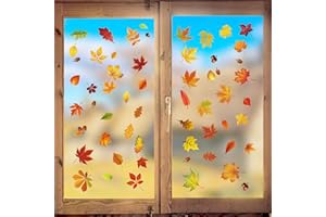 TRAZIEWELL Window Sticker Autumn Window Stickers Thanksgiving Decoration - Glue-Free Maple Leaves Window Sticker Autumn Decoration 0116