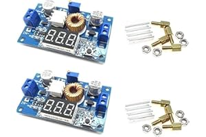 AptoFun 2pcs 75W 5A DC-DC Adjustable Step Down Buck Module with Voltmeter Copper Pillars (C6B3) /DC-DC Step Down Power Module 4V-38V to 1.25V-36V 5A Voltmeter Adjustable (2 X)
