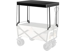 HOIIME Trolley Roof,Camping Trolley Cart Awning Canopy 90 * 47 * 51cm, Folding Wagon Cover Attachment Sun Shade Cover, Removable Awning Canopy for Camping, Shopping, Picnicking,Fishing (Black)