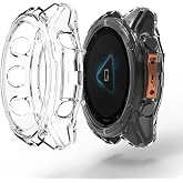 CaseOnn Garmin Fenix 8-51 mm, AMOLED Kılıf Darbeye Dayanıklı Kasa Koruyucu Esnek Silikon Şeffaf