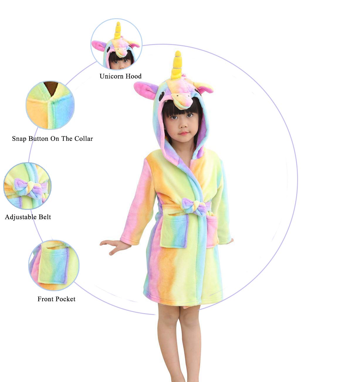 EuHigh-Peignoir-Enfant-Vtements-Confortable-Polaire-Doux-Licorne--Encapuchonn-Vtements-de-Nuit-Cadeau-Unisexe