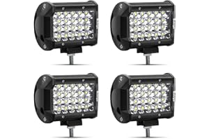 Safego Faro Trabajo LED Focos de Coche 12V 4" 72W Faros LED Tractor 7200LM 6000K IP67 Impermeable Off-Road Foco de Trabajo Led para Moto ATV SUV Tractor Camión Barco, 4PCS