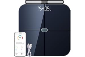 Healthkeep - Báscula conectada WIFI y Bluetooth con 8 electrodos de alta precisión, 46 datos corporales para aplicaciones incluidas Andriod e iOS, capacidad 180 kg/400 lb, 30 x 30 cm