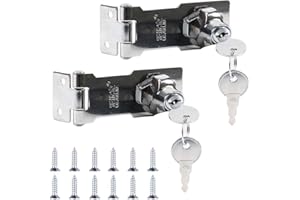 HUSZZM 2Pack Keyed Hasp Lock Shed Lock Heavy Duty Hasp and Staple with Padlock Door Lock Hasp with 2 Keys Twist Knob Keyed Locking Hasp Safety Door Clasp for Bedroom Shed Garden Gate Cupboard 3 Inch