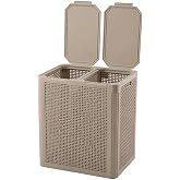 SmartDuo İki B&ouml;lmeli &Ccedil;amaşır Sepeti 84 Lt, 44x36,5x56 cm | PP Plastik Malzeme, Delikli Hava Alan Yapı, Bulaşık Makinesinde Yı