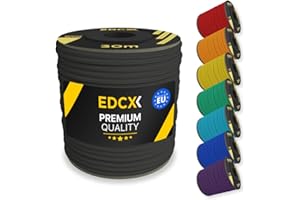 EDCX 4mm nylonowy paracord 550 30m (100 stóp) - typ III, 100% nylonowa lina, 7-żyłowa lina, 4mm nylonowa lina w jednolitych kolorach (Black, 30 m)