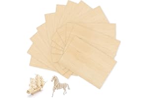 MoTrent 12 Pack Balsa Wood Sheets 150 x 100 x 2 mm Thin Natural Wood Color Unfinished Wooden Sheets Board for Craft Making Mini House Airplane Ship Boat Wooden Plate Model
