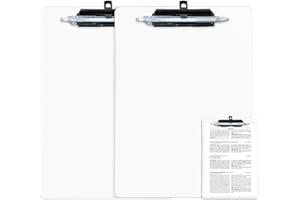 FRETONBA Portapapeles A4 con Portalápices, 2 Piezas Carpeta de Plástico, Tablero de Escritura con Ganchos Retráctiles, A4 Clipboards para Oficina, Hospital, Aulas (Blanco)