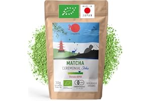 ORIGEENS TE MATCHA CERIMONIALE BIO "SHIKA"- Tè matcha BIO giapponese in polvere, origine Shizuoka – Matcha Latte, Usucha - Sacchetto di ricarica 30g, Matcha Tea