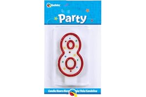 Qualatex Candle Age 8, 8th Birthday Candle, Birthday Cake Candle Age 8 Eighth Birthday, 26606, Multi-Colour