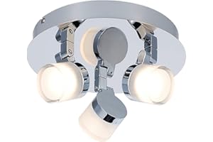 Voltman Plafonnier 3 Spots - Collection Gyra - Spécial Salle de Bain - Chrome - 15 Watts - 1050 LM - 3000 K - IP44