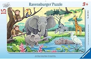 ‎RAVENSBURGER Ravensburger Kinderpuzzle - 06136 Tiere Afrikas - Rahmenpuzzle für Kinder ab 3 Jahren, mit 15 Teilen