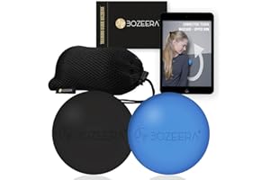 BOZEERA [Lacrosse Ball Set of 2] Lacrosse Massage Ball Set - Trigger Point Massage Ball Set – 2X 6cm Lacrosse Balls Massage Includes Free Video Instructions, Booklet & Bag - Premium Set