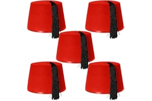 I LOVE FANCY DRESS Chapeau rouge Kuki Fez avec pompon noir – Chapeau en feutre pour homme et femme – Idéal pour la guerre froide, russe, turc, arabe, médecin de voyage dans le temps