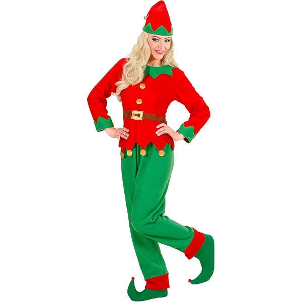 Costume Lutin De Noël Rose Femme 5 Pièces - Robe, Collants, Bonnet, Ceinture Et Couvre-Bottes - Taille S-3XXL - 4