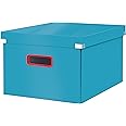Leitz Click & Store Medium Storage Box, Foldable A4 File Box with Lid, Premium Strong Cardboard Container for Home/Office Filing, Cosy Range, Calm Blue, 53480061