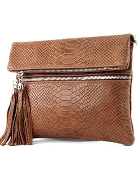 ital. Ledertasche Clutch Umhängetasche Unterarmtasche Glattleder Schlangenoptik T130