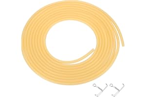 PATIKIL 10 Pies de Tubo de Goma de Látex Natural, 1/8" (3mm) ID x 1/4" (6mm) OD Tubo de Goma para Tirachinas con Abrazaderas para Ejercicio, Estiramiento, Laboratorio, Tubo de Casa