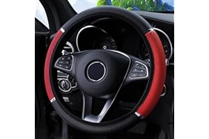 CGEAMDY Couvre Volant Voiture, imperméable, Housse de Volant en Cuir élastique, Volant Antidérapant pour Véhicules, Accessoires de Volant Universels avec Un Diamètre de 37-38 cm (Rouge)