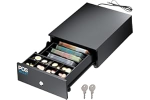 POS VALLEY Cassetto MINI per Registratore di Cassa, Cassetto Piccolo Portasoldi Apertura POS Stampante RJ Registratore di Cassa, Cassetta Portavalori con 4 Scomparti per Banconote e 8 per Monete, 24x32