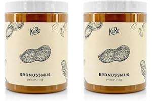 KoRo - Purée de cacahuètes - 2 x 1 kg - Consistance crémeuse - Sans sucre ajouté - Fabriquée à partir de cacahuètes torréfiées 100% sans graisse.