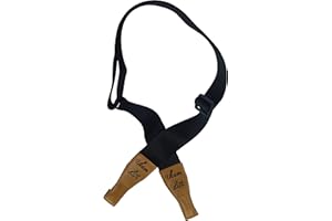 Ukam Correa guitarra doble gancho mod.UKAM00056 ajustable Largo 100 a 152 x Ancho Especial 5 Cm. Ideal para guitarras españolas que carezcan de enganches metalicos. MADE IN SPAIN (Negro-Marron 5 Cm.)