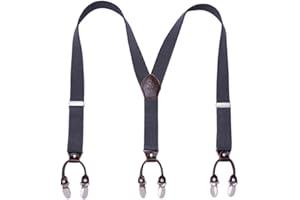 KANGDAI Bretelles Homme Larges 6 clips Brace Men Y Retour Suspensions ajustables élastiques et durables Clips en métal fort