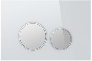 MYLAVABO Drückerplatte aus Glas, passend nur zu SIGMA Serie/Geberit Duofix UP320 / (111300005), 2-Mengen Spülung (weißes Glas), Betätigung von vorne