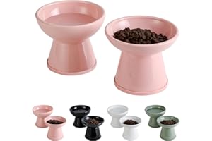 BATITIE Gamelle Chat Surélevée Gamelles Chats - Double Gamelle Surelevee pour Chat Ceramique avec Bande Antidérapante - Grande Bol Chat pour Nourriture et Eau - Ecuelle Chat Haute Anti Vomissement - Lot de 2