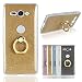 Produktbild Everainy Kompatibel für Sony Xperia XZ2 Compact Hülle Silikon Bumper Gummi Neu Cover mit Ring 360 Grad Ständer Hüllen für Sony Xperia XZ2 Compact Handyhülle Stoßfest TPU Stoßstange Schutzhülle (Gold)
