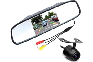 PolarLander 4.3 "Moniteur Car Mirror Couleur TFT LCD avec Vue arrière Système d'aide au stationnement 170 degrés Angle caméra étanche Voiture