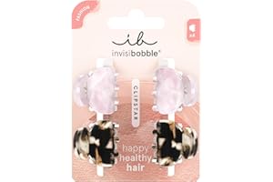 ‎INVISIBOBBLE invisibobble CLIPSTAR 4x Haarklammer Klein, Rosa & Braun Leopard Haarspangen Mädchen, Rutschfeste Hair Clips, designed im Herzen Münchens