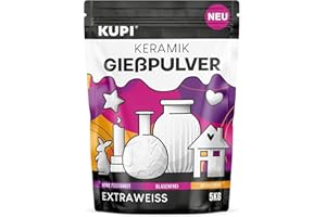 KUPI Keramik Gießpulver Weiß 10kg | Gips zum Gießen Lufthärtend & Geruchlos | Gießmasse für Silikonformen | Reliefgießpulver Weiß Keramikpulver Gipspulver 3/1 mix