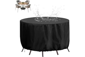 XHBJSH Funda para Muebles de Jardín Impermeable 80x45cm Funda Protectora para Muebles de Jardín, Cubierta Circular para Mesa de Patio 420D, Anti Viento, Anti UV Funda Protectora Mesa Exterior, Negra