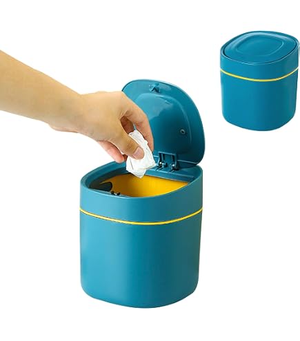 Pattumiera Pattumiera da tavolo Simpatico cestino for la spazzatura da camera da letto con tromba, comodino, ufficio, cartone animato, con coperchio for uso domestico Cestino ( Color : Yellow , Size