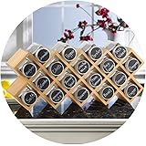 ecooe Bambus Gewürzregal Gewürzständer für Küchenschrank und Arbeitsfläche mit 18 Gewürzgläsern und Labeln Deckel aus Alumini