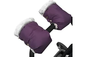 SONARIN Guantes Carro Bebe,Manoplas Carrito Bebe Invierno Guantes de Cochecito Caliente Impermeable Manoplas de Silla de Paseo con Interior de Forro para Todos los Cochecitos(Púrpura)