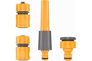 HOMOZE Hose Connector Plastic Garden Hose Fitting Set, 1x spray nozzle, 1x Hose End connector,1x Waterstop Connector,1x Two-in-one Adapter(4/3,1/2 Fittings) for Garden Hose & Faucet Connections. (120)