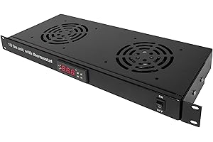 Mach Power Termostato Digitale con 2 Ventole 12V per Armadi Rack 19", Sistema di Raffreddamento Avanzato per Server e Apparecchiature Networking, Colore Nero (AR-DT2F)