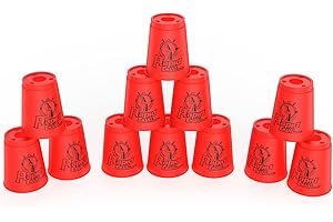 DEWEL Quick Stacks Cups 12 Pack Sports Stacking Cups Speed Training Game for Challenge Competition Party Toy with Storage Bag (Red)