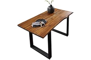 ‎SAM SAM Esstisch Esra 120 x 80 cm, Akazienholz massiv, cognacfarben, Baumkantentisch mit Metallgestell in schwarz, Esszimmertisch mit Baumkantenplatte 26 mm, echte Baumkante