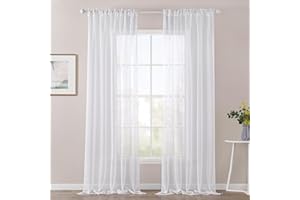MIULEE Tende 2 Pannelli Trasparenti in Voile con Passanti Morbidi Finestre per Camera da Letto e Soggiorno 140x260cm Bianco