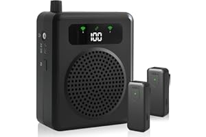 QEEKADA Amplificador de Voz Bluetooth para Profesores, Amplificador de Voz inalámbrico con lavalier micrófonos, Sistema PA 2000mAh Recargable Personal para Aula, guías turísticas, Hablar, Salle de classe