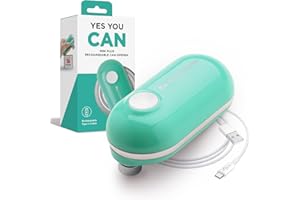 Kitchen Mama Mini Plus Apriscatole elettrico ricaricabile: compatto, ricarica di tipo C, senza uso delle mani, spegnimento automatico, bordo liscio, sicuro per alimenti (Turchese)